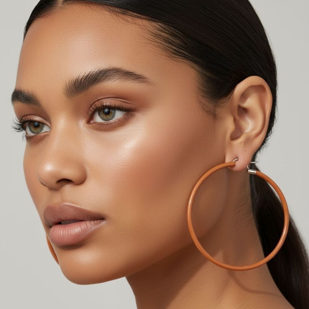 Orange Hoop Earrings  see measurements